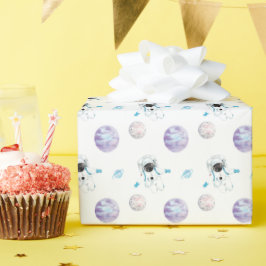 Vattenfärgrymd Galaxy Astronaut Presentpapper