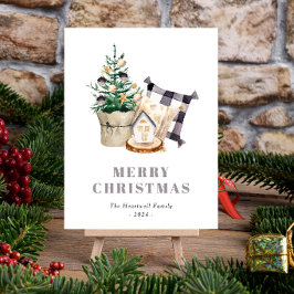 Vattenfärgs bondgård rustic jul helg vykort