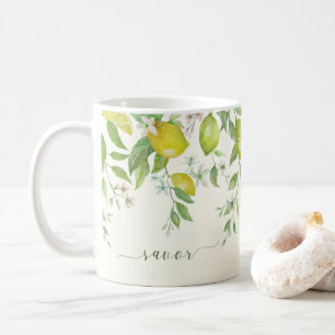 Vattenfärgs Citron Blommig Kaffemugg