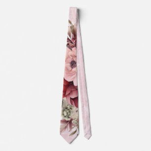 Vattenfärgs Rosa Peony Marble Marskalkars Slips