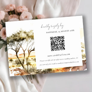 Vattenfärgsafrikanskt liggande Bröllop OSA QR-kod Tilläggskort