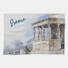 Vattenfärgsagent Aten Ruins Kitchen Towel Kökshandduk