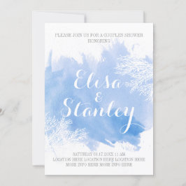 Vattenfärgsakamarine reef bröllop par dusch inbjudningar