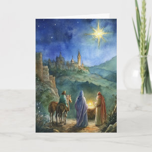 Vattenfärgsaktivitet med Kung och julstjärna Kort