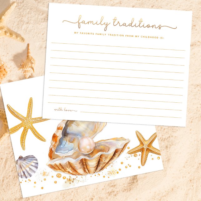 Vattenfärgsaktivitet Ocean Little Pearl Baby Showe (Family Traditions Baby Shower Activity Card)