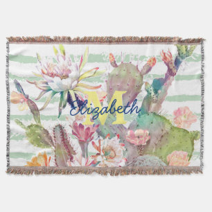 Vattenfärgsaktualitet Blommigt Rand Design Filt