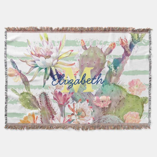 Vattenfärgsaktualitet Blommigt Rand Design Filt (Framsidan)