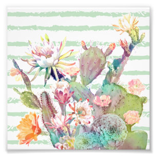 Vattenfärgsaktualitet Blommigt Rand Design Fototryck