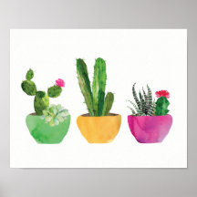 Vattenfärgsaktus och Succulent Print