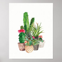 Vattenfärgsaktus och succulents poster