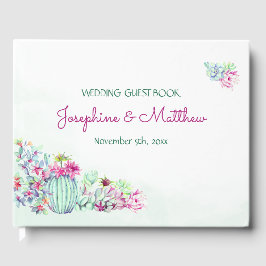 Vattenfärgsaktus & succulents Bröllop Gästböcker