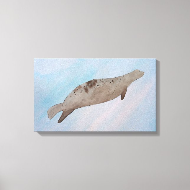 Vattenfärgsäl för havsbotten canvastryck (Framsida)