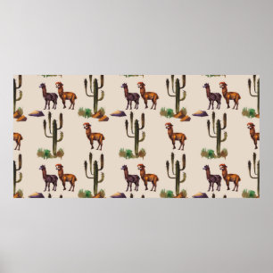 Vattenfärgsalaca alpaca vildlevande utan mönster poster