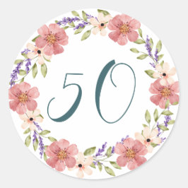 Vattenfärgsålder Blommigt Gräns Anpassade Ålder Runt Klistermärke