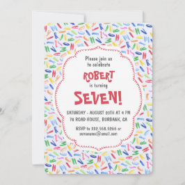 Vattenfärgsalfabet anpassningsbar barns födelsedag inbjudningar