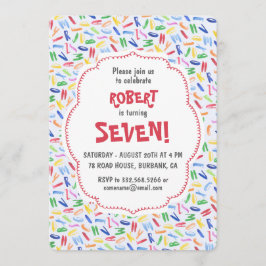 Vattenfärgsalfabet anpassningsbar barns födelsedag inbjudningar