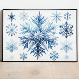 Vattenfärgsamling för snöflingor poster