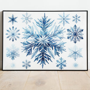 Vattenfärgsamling för snöflingor poster