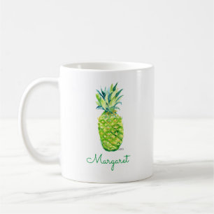 Vattenfärgsananas Original Art Boho Retro Kaffemugg