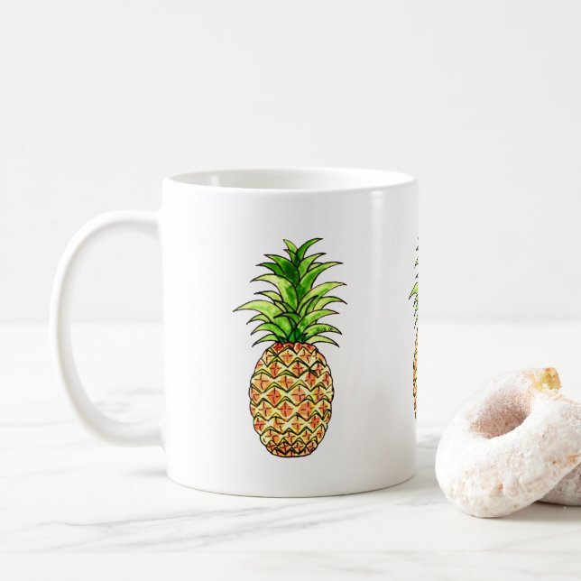vattenfärgsananas teckning kaffemugg (Med munk)