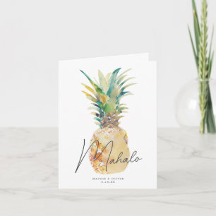 Vattenfärgsananas Tropical Destination Wedding Tack Kort
