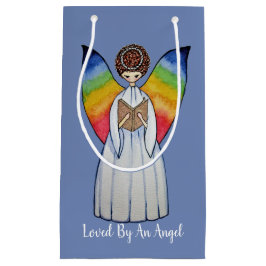 Vattenfärgsängel med regnbåge Vingar som läser A B