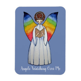 Vattenfärgsängel med regnbåge Vingar som läser A B Magnet