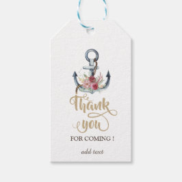 Vattenfärgsankare Flowers Nautical Presentetikett