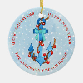 Vattenfärgsankare - Julljus - ruta Nautiskt Julgransprydnad Keramik