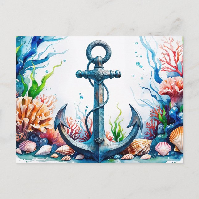 Vattenfärgsankare, korallrev, Seasheller Vykort (Framsida)