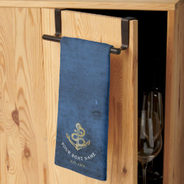 Vattenfärgsankare Nautical Add Boat Namn Navy Blue Kökshandduk
