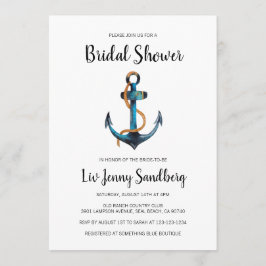 Vattenfärgsankare Nautical Möhippa Inbjudningar