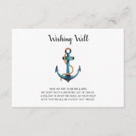 Vattenfärgsankare, Nutical Wishing-brunn Bröllop Tilläggskort