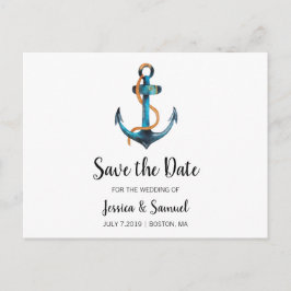 Vattenfärgsankare Spara datum Nautical Bröllop Meddelande Vykort