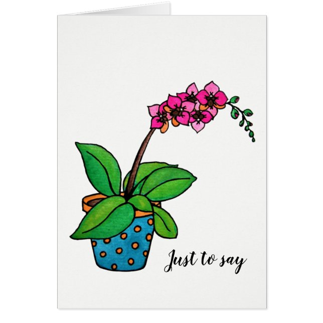 Vattenfärgsanläggning för orkidéer i vackert områd hälsningskort (Framsidan)