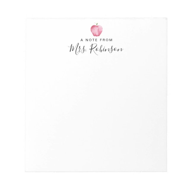 Vattenfärgsapplåder från läraren Back to school Anteckningsblock (Framsida)