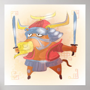 Vattenfärgsår för Ox, Samurai Poster