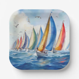 Vattenfärgsarbetets segelbåt Regatta
