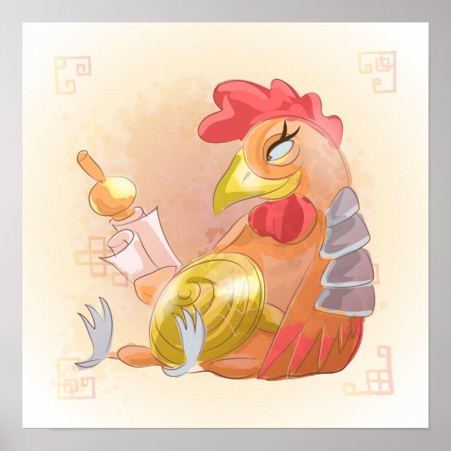 Vattenfärgsåret Tupp, Samurai Poster (Framsidan)