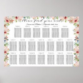 Vattenfärgsäten Blommigt 20 Bord Bröllop Poster