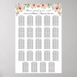 Vattenfärgsäten Blommigt 24 Bord Bröllop Poster