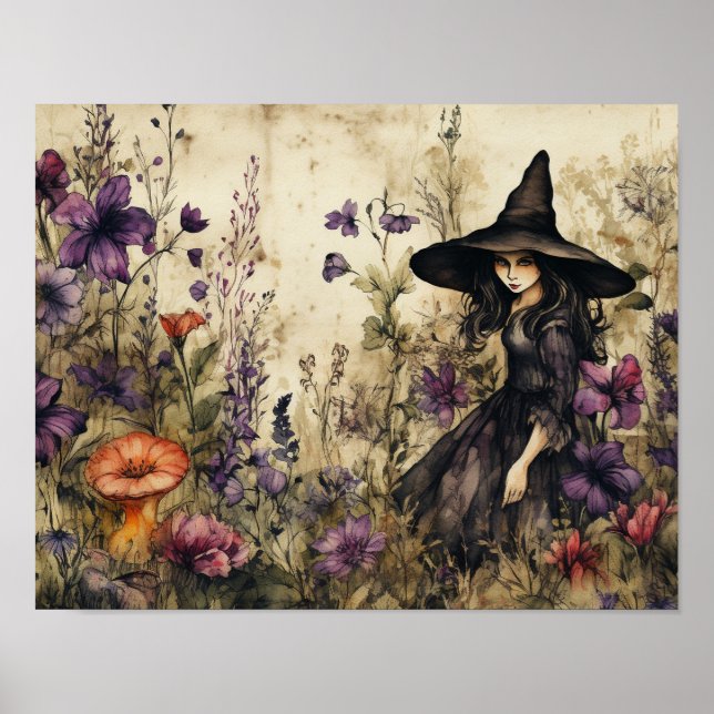 Vattenfärgsavfall med blommor poster (Framsidan)