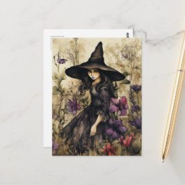 Vattenfärgsavfall med blommor vykort