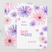 vattenfärgsbabyduschen för blommigt spara datumkor