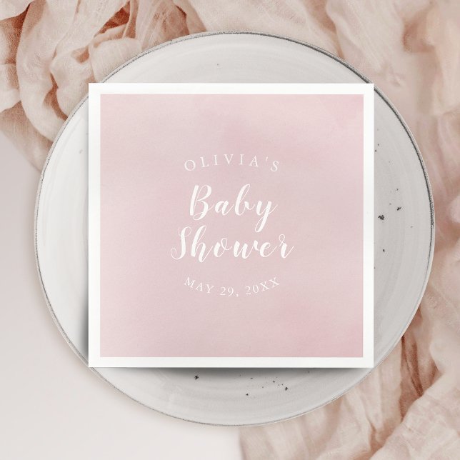  vattenfärgsbabyskare för personlig pappersservett (Personalized Blush Watercolor Baby Shower Napkins)