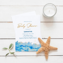 Vattenfärgsbabyskor för kustnära elegans inbjudningar
