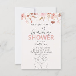 Vattenfärgsbabyskor för Rosa Inbjudningar