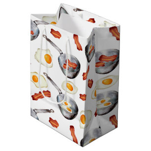 VattenfärgsBacon & Eggs Breakfast Food Mönster