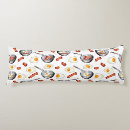 VattenfärgsBacon & Eggs Breakfast Food Mönster Kroppskudde