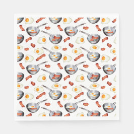 VattenfärgsBacon & Eggs Breakfast Food Mönster Pappersservett